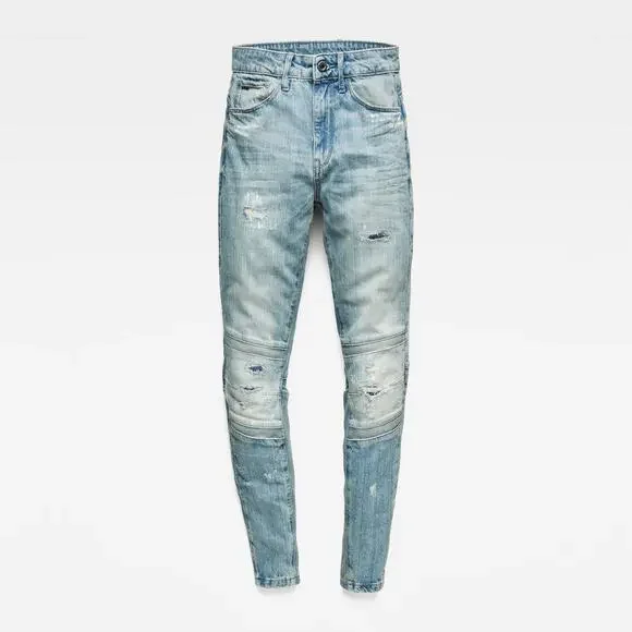 G-Star Raw Motac Deconstructed 3D High Rise Skinny Jean Light Wash Distressed 30 - Picture 2 of 16